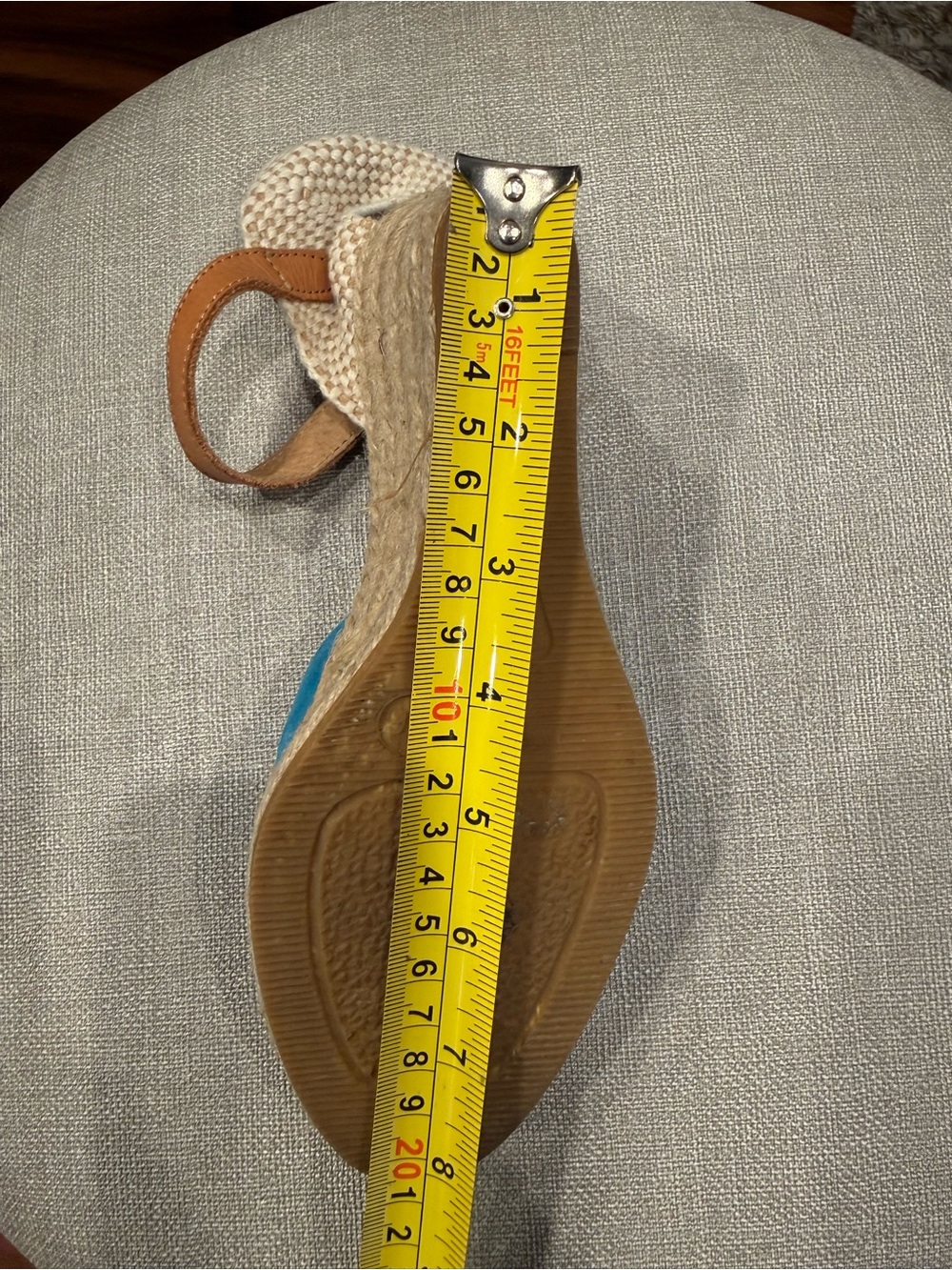 Kanna Teal Espadrille Wedge Sandals with Tan Ankle Strap size 36 - Picture 11 of 11